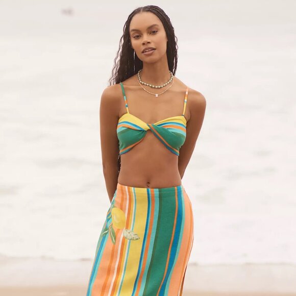 ANTHROPOLOGIE | Striped Linen Crop Top | NWT - Picture 1 of 12